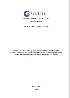 Análise das relações qualitativas entre a formação do capital de giro e os indicadores de gestão numa microempresa do ramo de coberturas no município de Guanambi-BA