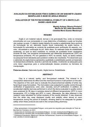 Avaliação da estabilidade físico-química de um sabonete líquido manipulado à base de argila branca