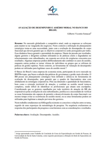 Avaliação de desempenho e assédio moral no Banco do Brasil