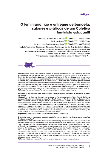 O feminismo não é entregue de bandeja: saberes e práticas de um Coletivo feminista estudantil