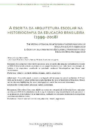 A escrita da arquitetura escolar na historiografia da educação brasileira(1999-2018)