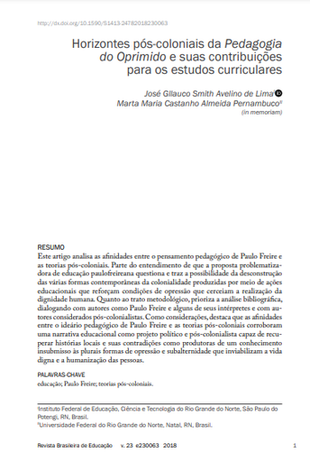 Horizontes pós-coloniais da Pedagogia do Oprimido e suas contribuições para os estudos curriculares