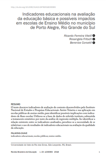 Indicadores educacionais na avaliação da educação básica e possíveis impactos em escolas de Ensino Médio no município de Porto Alegre, Rio Grande do Sul