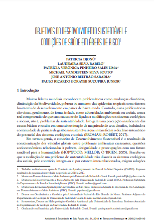 OBJECTIVES OF SUSTAINABLE DEVELOPMENT AND CONDITIONS OF HEALTH RISK AREAS