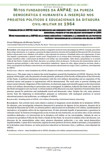 Mitos fundadores da ANPAE: da pureza democrática e humanista à inserção nos projetos políticos e educacionais da ditadura civil-militar de 1964