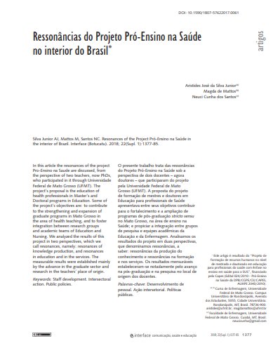 Ressonâncias do Projeto Pró-Ensino na Saúde no interior do Brasil