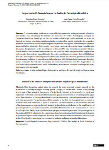 Impacto dos 15 Anos do Satepsi na Avaliação Psicológica Brasileira