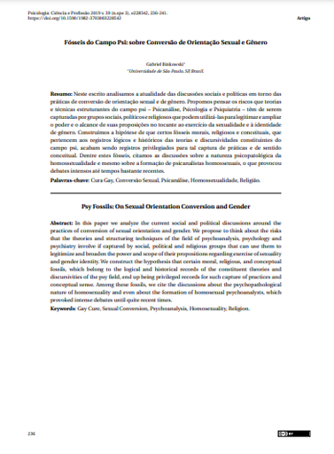 Fósseis do Campo Psi: sobre Conversão de Orientação Sexual e Gênero