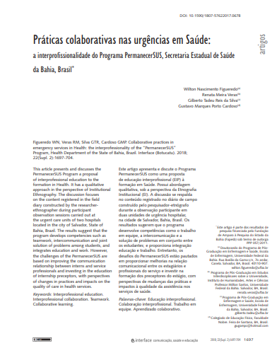 Práticas colaborativas nas urgências em Saúde: a interprofissionalidade do Programa PermanecerSUS, Secretaria Estadual de Saúde da Bahia, Brasil