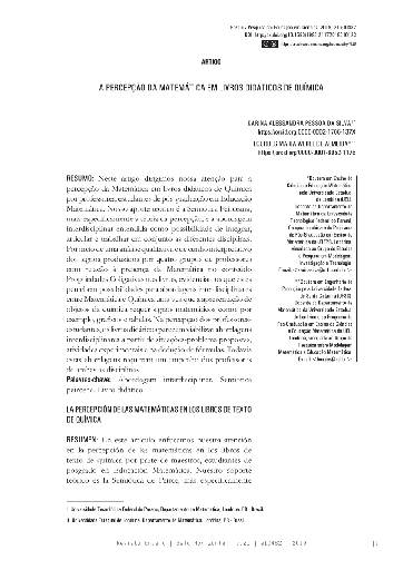 A PERCEPÇÃO DA MATEMÁTICA EM LIVROS DIDÁTICOS DE QUÍMICA