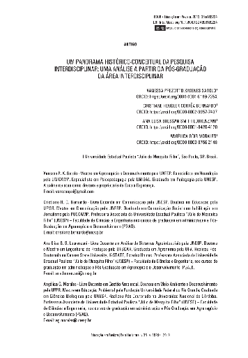 UM PANORAMA HISTÓRICO-CONCEITUAL DA PESQUISA INTERDISCIPLINAR: UMA ANÁLISE A PARTIR DA PÓS-GRADUAÇÃO DA ÁREA INTERDISCIPLINAR