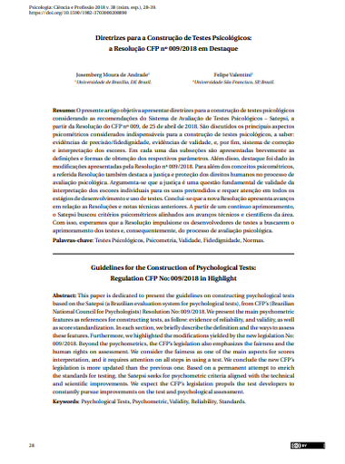 Diretrizes para a Construção de Testes Psicológicos: a Resolução CFP n° 009/2018 em Destaque