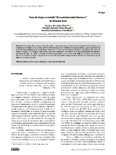 Fora do lugar: o estado “demasiadamente humano” de Edward Said