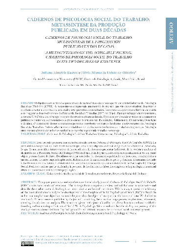 CADERNOS DE PSICOLOGIA SOCIAL DO TRABALHO: METASSÍNTESE DA PRODUÇÃO PUBLICADA EM DUAS DÉCADAS