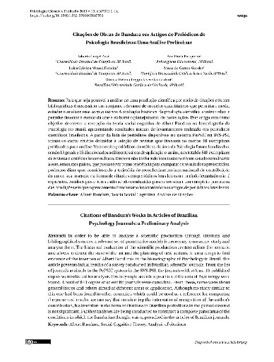 Citações de Obras de Bandura em Artigos de Periódicos de Psicologia Brasileiros: Uma Análise Preliminar