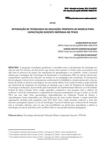 INTEGRAÇÃO DE TECNOLOGIA NA EDUCAÇÃO: PROPOSTA DE MODELO PARA CAPACITAÇÃO DOCENTE INSPIRADA NO TPACK