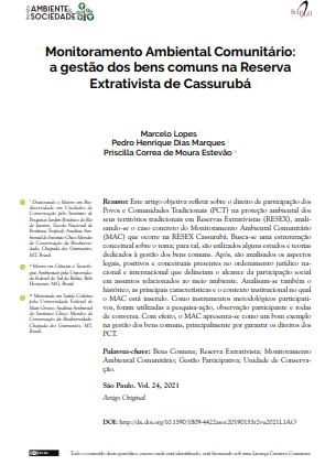 Community Environmental Monitoring: the management of commons in Cassurubá Extractive Reserve