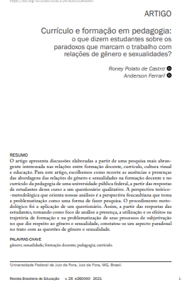 Currículo e formação em pedagogia: o que dizem estudantes sobre os paradoxos que marcam o trabalho com relações de gênero e sexualidades?