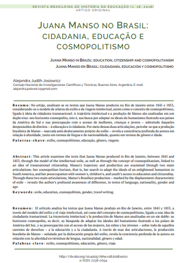 Juana Manso no Brasil:cidadania, educação e cosmopolitismo