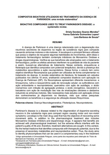 Compostos bioativos utilizados no tratamento da doença de Parkinson: uma revisão sistemática