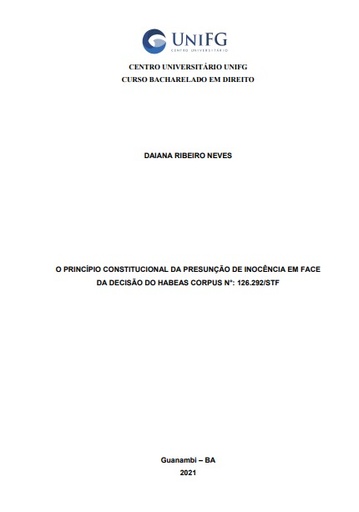 O Princípio Constitucional da Presunção de Inocência em Face da Decisão do Habeas Corpus n° 126.292/STF