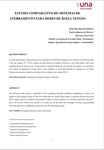 Estudo comparativo de sistemas de aterramento para redes de baixa tensão