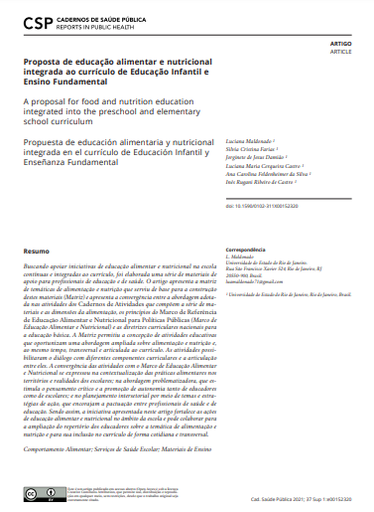 Proposta de educação alimentar e nutricional integrada ao currículo de Educação Infantil e Ensino Fundamental