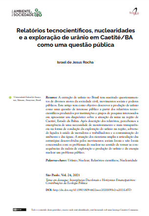 Technoscientific reports, nuclearity and uranium production in Caetité/BA as a public issue