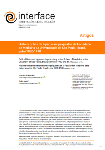 História crítica da hipnose na psiquiatria da Faculdade de Medicina da Universidade de São Paulo, Brasil, entre 1930-1970