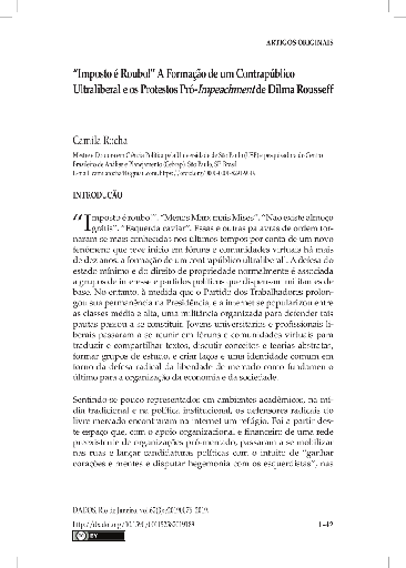 “Imposto é Roubo!” A Formação de um Contrapúblico Ultraliberal e os Protestos Pró- Impeachment de Dilma Rousseff