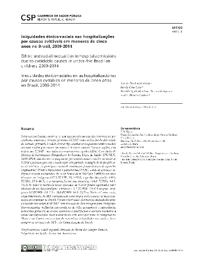 Iniquidades étnico-raciais nas hospitalizações por causas evitáveis em menores de cinco anos no Brasil, 2009-2014