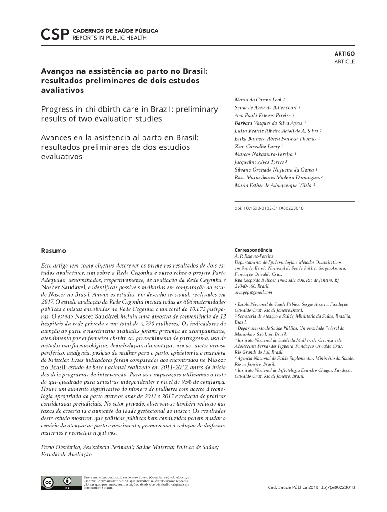 Avanços na assistência ao parto no Brasil: resultados preliminares de dois estudos avaliativos