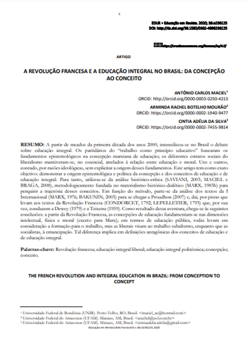 A REVOLUÇÃO FRANCESA E A EDUCAÇÃO INTEGRAL NO BRASIL: DA CONCEPÇÃO AO CONCEITO