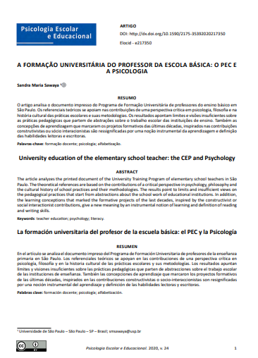 A FORMAÇÃO UNIVERSITÁRIA DO PROFESSOR DA ESCOLA BÁSICA: O PEC E A PSICOLOGIA