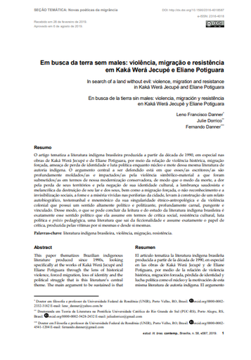 Em busca da terra sem males: violência, migração e resistência em Kaká Werá Jecupé e Eliane Potiguara