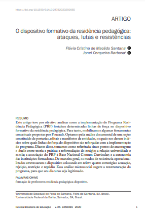 O dispositivo formativo da residência pedagógica: ataques, lutas e resistências