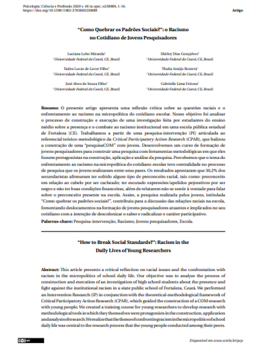 “Como Quebrar os Padrões Sociais?”: o Racismo no Cotidiano de Jovens Pesquisadores