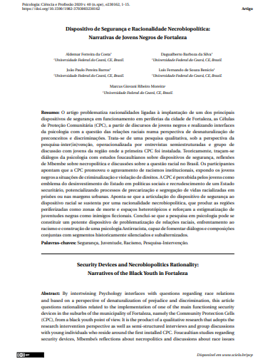 Dispositivo de Segurança e Racionalidade Necrobiopolítica: Narrativas de Jovens Negros de Fortaleza