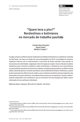 “Quem leva a pior?” Nordestinos e bolivianos no mercado de trabalho paulista