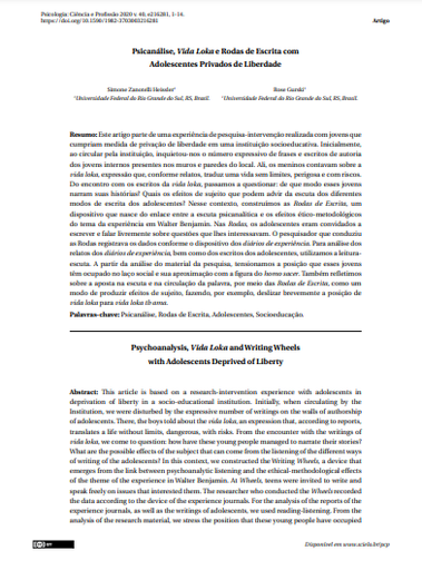Psicanálise, Vida Loka e Rodas de Escrita com Adolescentes Privados de Liberdade