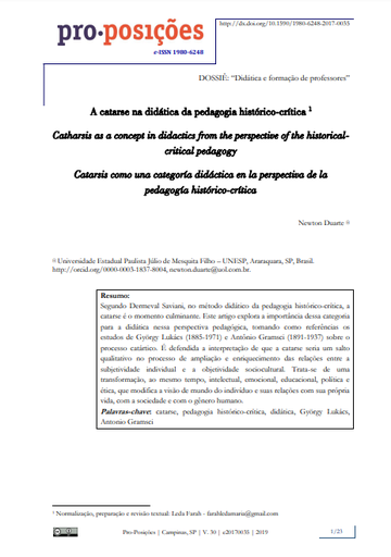 A catarse na didática da pedagogia histórico-crítica