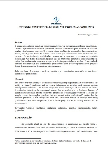 Estudo da competência de resolver problemas complexos