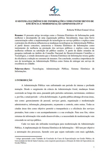 O sistema eletrônico de informações como instrumento de eficiência e modernização administrativa