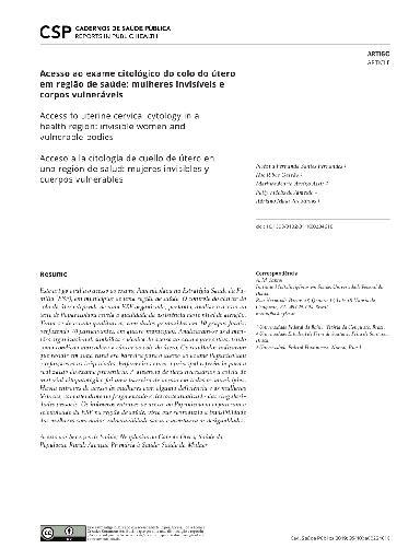 Acesso ao exame citológico do colo do útero em região de saúde: mulheres invisíveis e corpos vulneráveis