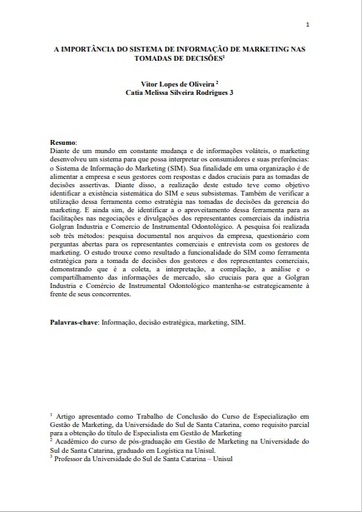 A importância do sistema de informação de marketing nas tomadas de decisões