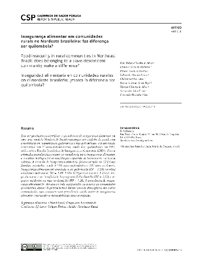 Insegurança alimentar em comunidades rurais no Nordeste brasileiro: faz diferença ser quilombola?