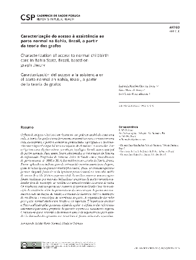 Caracterização do acesso à assistência ao parto normal na Bahia, Brasil, a partir da teoria dos grafos