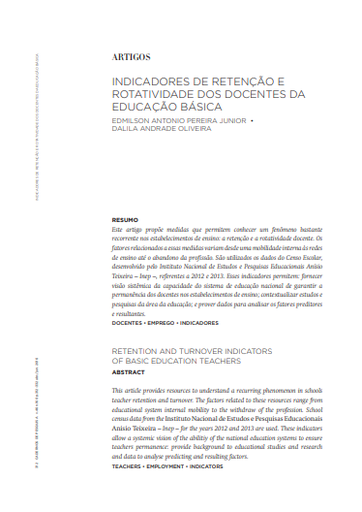 Indicadores de retenção e rotatividade dos docentes da educação básica