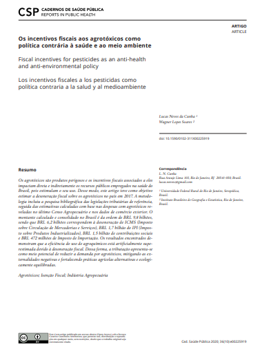 Os incentivos fiscais aos agrotóxicos como política contrária à saúde e ao meio ambiente