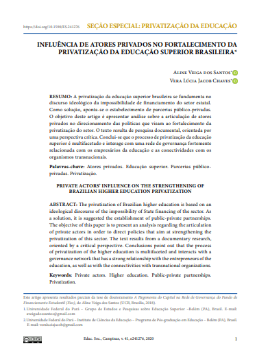 INFLUÊNCIA DE ATORES PRIVADOS NO FORTALECIMENTO DA PRIVATIZAÇÃO DA EDUCAÇÃO SUPERIOR BRASILEIRA